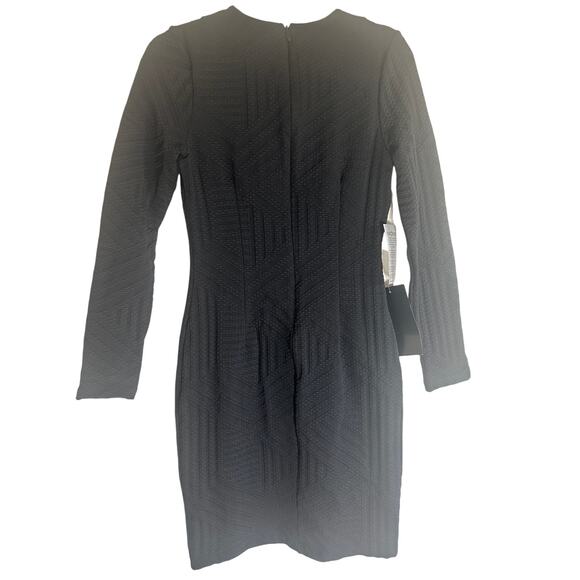 NWT Bebe Women's Black Textured Bodycon Dress M Long Sleeve Fitted Mini Cocktail - Picture 6 of 11